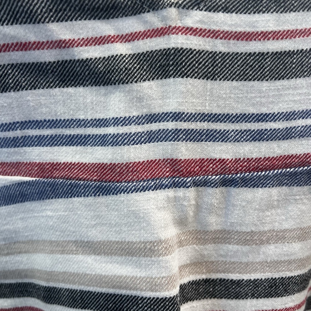 Zara Denim Couture Small Striped Sleeveless Crop Tank Summer Raw Hem V Neck - Picture 2 of 7